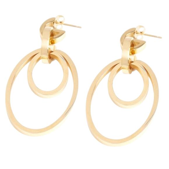 Vita Fede Cassio Adjustable Drop Earrings Gold Tone Hoop Loops Contemporary New - Picture 6 of 9